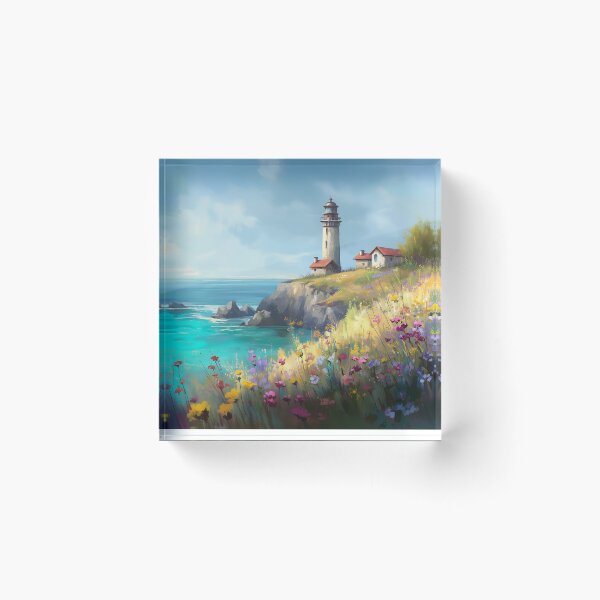 Item preview, Scenic Lighthouse Surrounded by Wildflowers designed and sold by Boddicca.