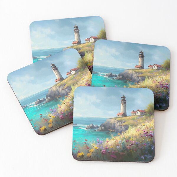 Item preview, Scenic Lighthouse Surrounded by Wildflowers designed and sold by Boddicca.