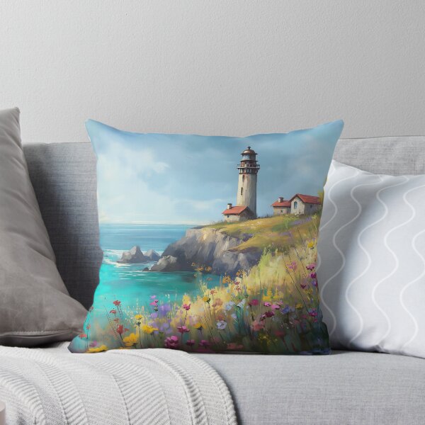 Item preview, Scenic Lighthouse Surrounded by Wildflowers designed and sold by Boddicca.