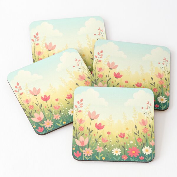 Item preview,  Cute Flower Background Desktop Wallpaper – Vector Floral Design designed and sold by hjian8219.