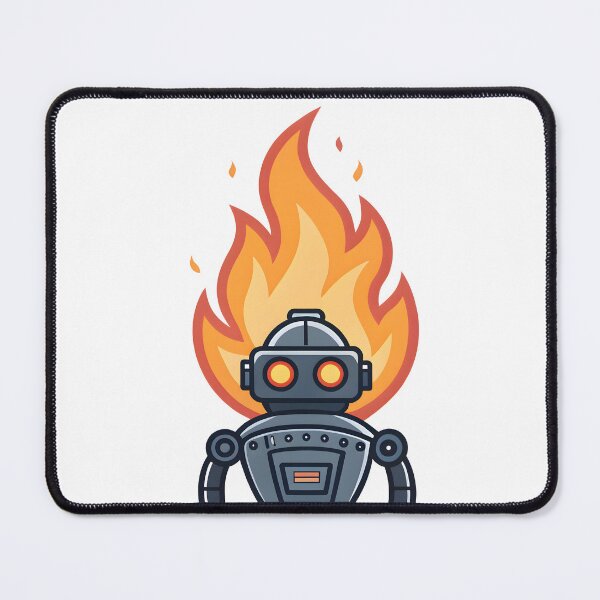 Item preview, cartoon, hand draw, out line, vector, robot, fire, head hot designed and sold by NAVAL00.