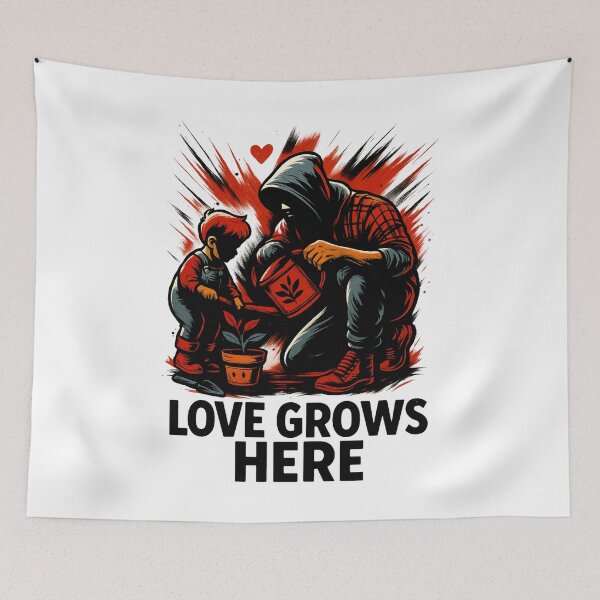 Item preview, Love Grows Here – Urban Fatherhood Art with Child and Plant designed and sold by JenniferCreaArte .