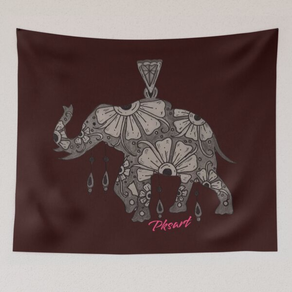 Item preview, elephant flower pencil drawing art design  designed and sold by pksart1.