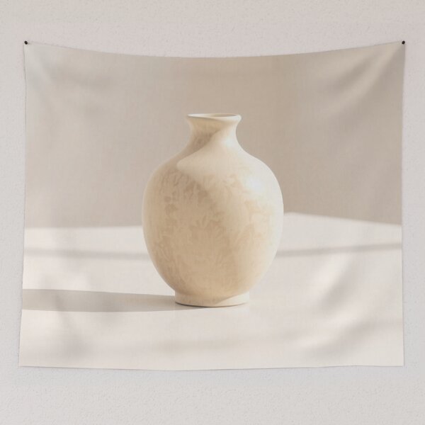 Item preview, Centered Ceramic Vase on Beige Table designed and sold by CTM ArtStudio.