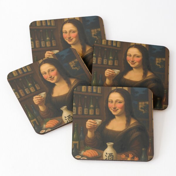 Item preview, Mona Lisa Drinking Sake Japanese Vintage designed and sold by mildaclairmo.