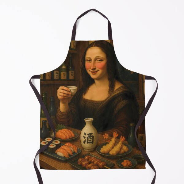 Item preview, Mona Lisa Drinking Sake Japanese Vintage designed and sold by mildaclairmo.