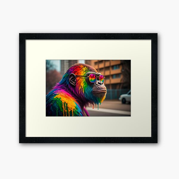 Vista previa del artículo con la obra «Un gorila vibrante y colorido», diseñado y vendido por elkuni.