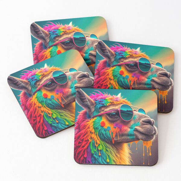 Item preview, a vibrant, colorful llama  designed and sold by elkuni.