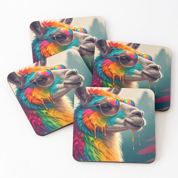 Item preview, a vibrant, colorful llama   designed and sold by elkuni.