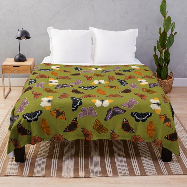 Item preview, Vintage Butterfly Pattern on Olive Green Background designed and sold by Andrea Lauren.