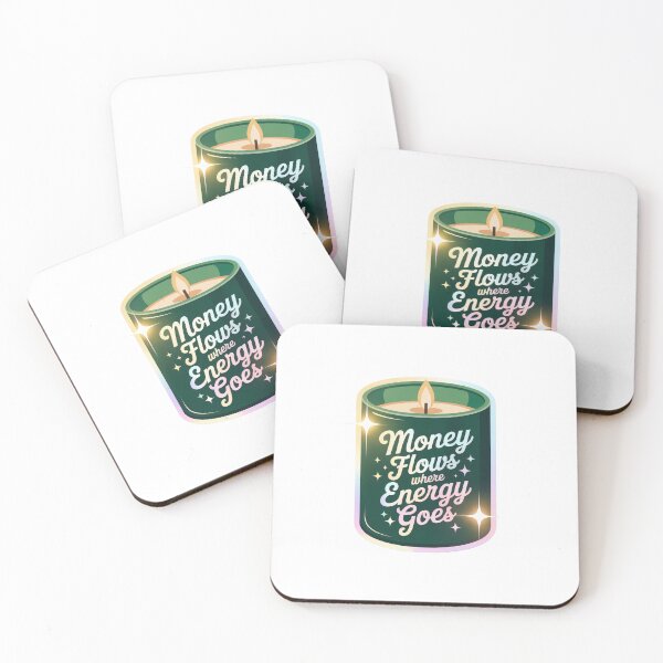 Item preview, Green Candle Sticker – Money Flows Where Energy Goes – Manifestation Quote | Eva Kiseleva designed and sold by Eva Kiseleva.