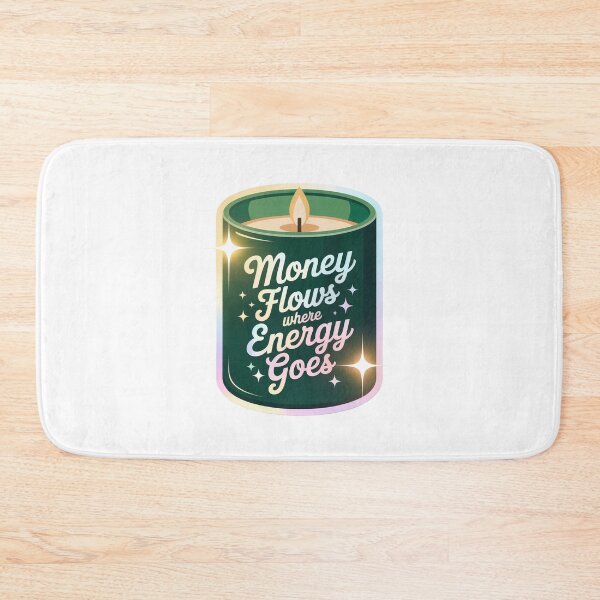 Item preview, Green Candle Sticker – Money Flows Where Energy Goes – Manifestation Quote | Eva Kiseleva designed and sold by Eva Kiseleva.