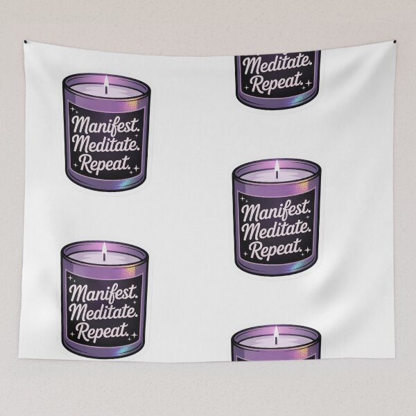 Item preview, Purple Candle Sticker – Manifest Meditate Repeat – Spiritual Affirmation | Eva Kiseleva  designed and sold by Eva Kiseleva.