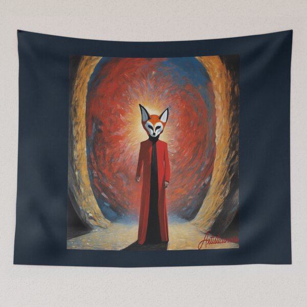 Item preview, "Peter Gabriel: Fox Mask and Red Evening Gown" designed and sold by Artisticanvas.