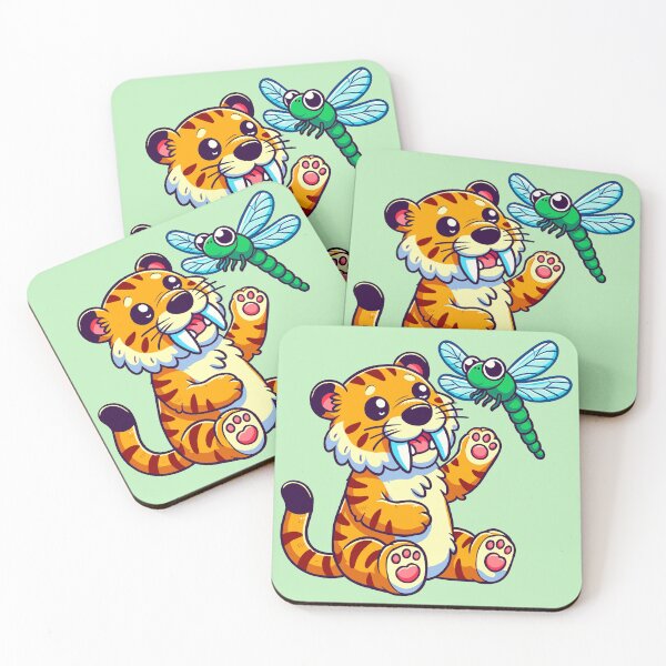 Item preview, Saber-toothed Tiger Playing with a Dragonfly designed and sold by Ghost on Toast.