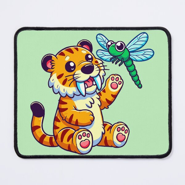 Item preview, Saber-toothed Tiger Playing with a Dragonfly designed and sold by Ghost on Toast.