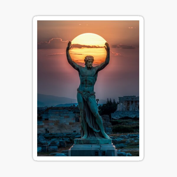 Aperçu de l'œuvre Coucher de soleil sur la statue de Zeus à Olympie créée et vendue par AnimalAirtistry.