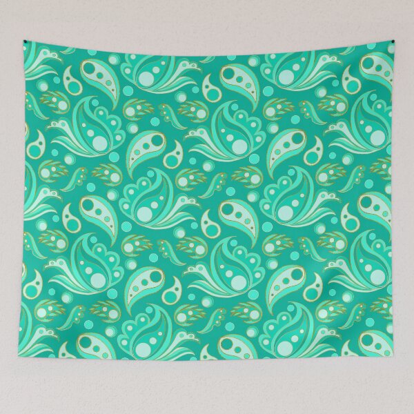 Item preview, Turquoise 70s mod paisley designed and sold by Home Cyn Home.