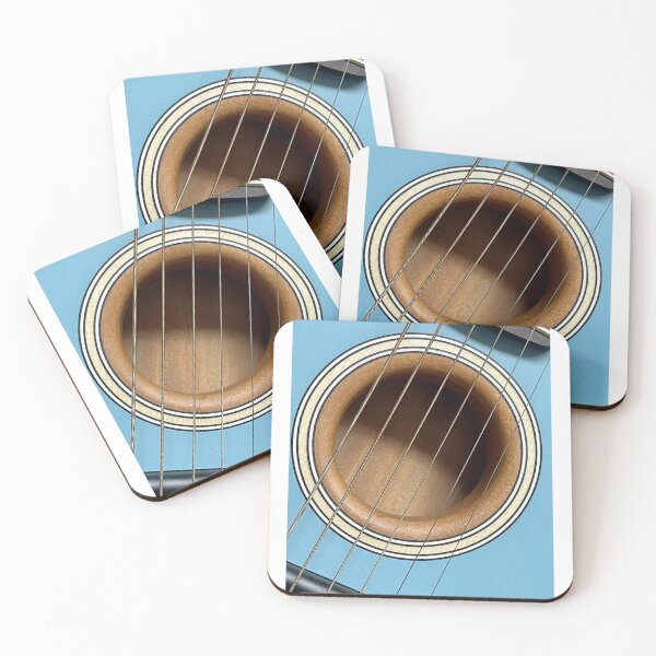 Item preview, The sound hole of a blue acoustic electric guitar  designed and sold by OzzyluArt.
