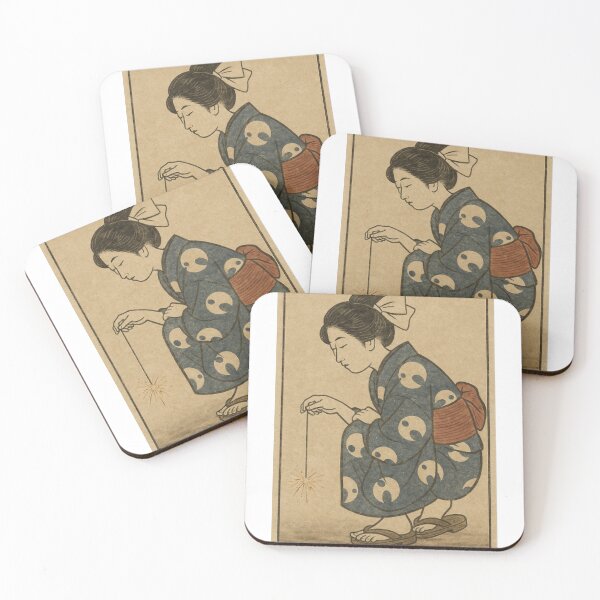 Item preview, Summer Stillness – Senko Hanabi and Geta in Ukiyo-e Style designed and sold by ZenWhisper.