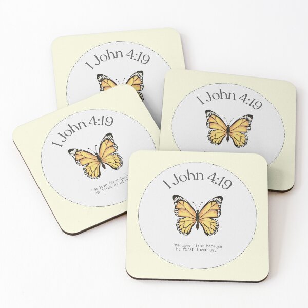 Item preview, 1 John 4:19 Yellow Butterfly Bible Verse designed and sold by bywellversed.
