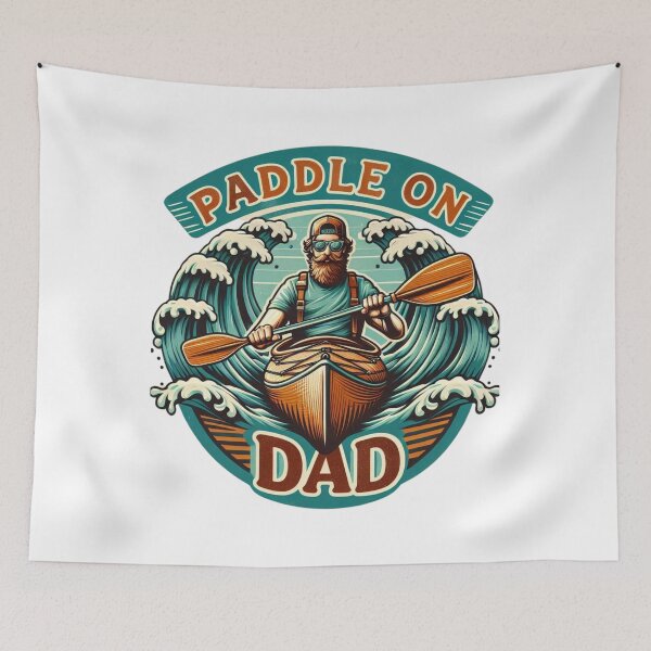 Item preview, Paddle On, Dad – Retro Kayaking Adventure Art designed and sold by JenniferCreaArte .