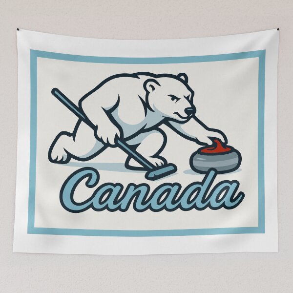 Item preview, Curling Polar Bear CANADA designed and sold by retrographics.