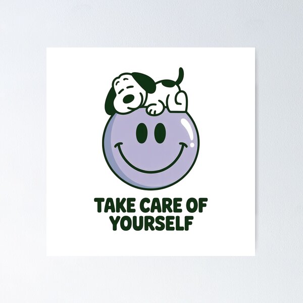 Item preview, Take Care of Yourself – Cute Dog & Smiley Face Minimalist  Design designed and sold by Simplehue.