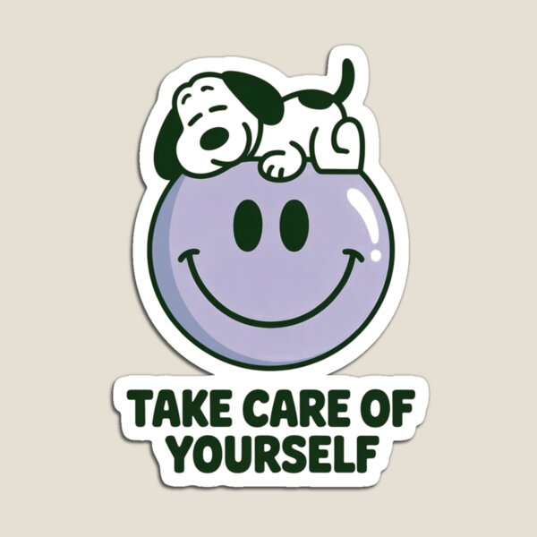 Item preview, Take Care of Yourself – Cute Dog & Smiley Face Minimalist  Design designed and sold by Simplehue.
