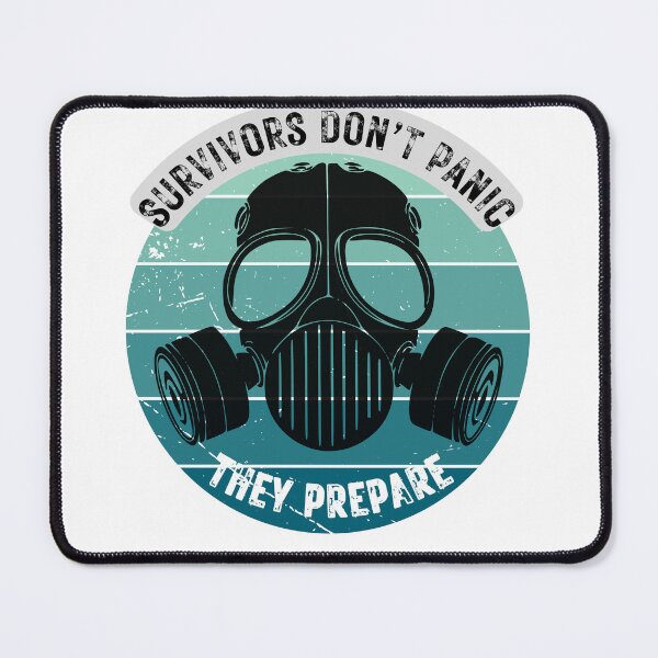 Item preview, Survivors Don’t Panic – Gas Mask Survival Quote Design designed and sold by FG-Brandworks.
