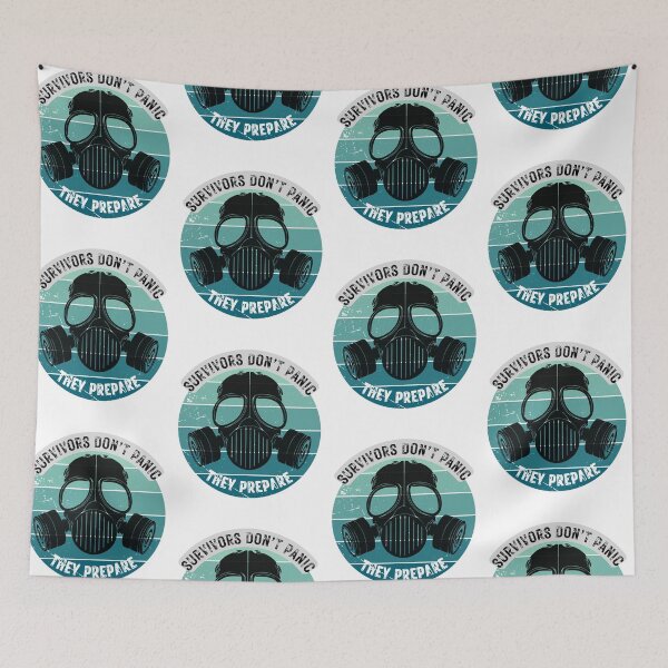 Item preview, Survivors Don’t Panic – Gas Mask Survival Quote Design designed and sold by FG-Brandworks.