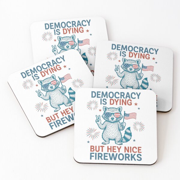 Item preview, Protest Shirt for 4th of July, Political, Funny Raccoon, Democracy is Dying, Independence Day Patriotic designed and sold by SenanDan.