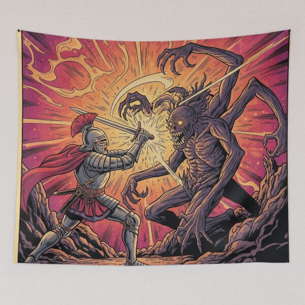 Item preview, Brave Warrior vs. Abyssal Beast designed and sold by JonelleTshirts.