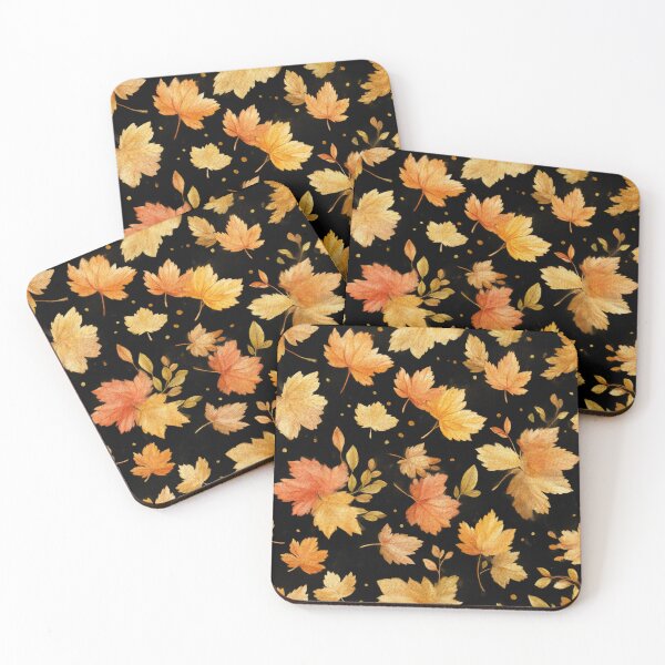 Item preview, Seamless Golden Maple Leaves Pattern | Autumn Watercolor on Black for Fabric & Home Décor designed and sold by AnnaAdum.