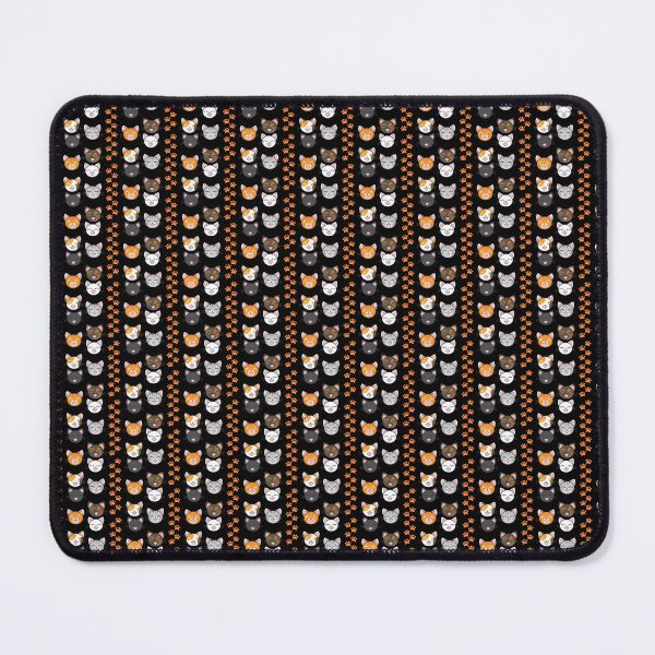 Item preview, Smiling Cat Face Icons & Orange Paw Prints on Black Background designed and sold by larissa-myrie.