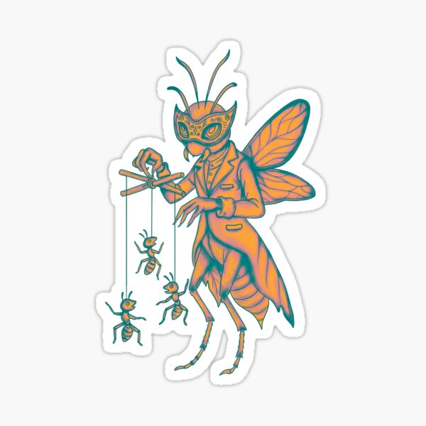 Item preview, Orange Teal Circus Wasp Puppeteer designed and sold by feralcircus.