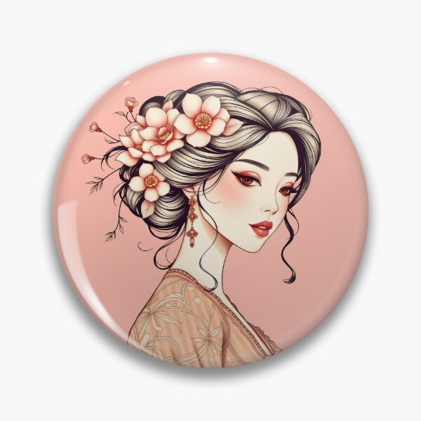 Item preview, Elegant Vietnamese Beauty with Flowers designed and sold by NaughtyMeow.