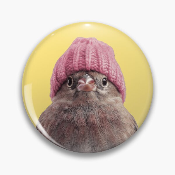 Item preview, Cozy House Finch Wearing Pink Winter Hat Trendy Animal Fashion Artwork designed and sold by LazyOwlStore.
