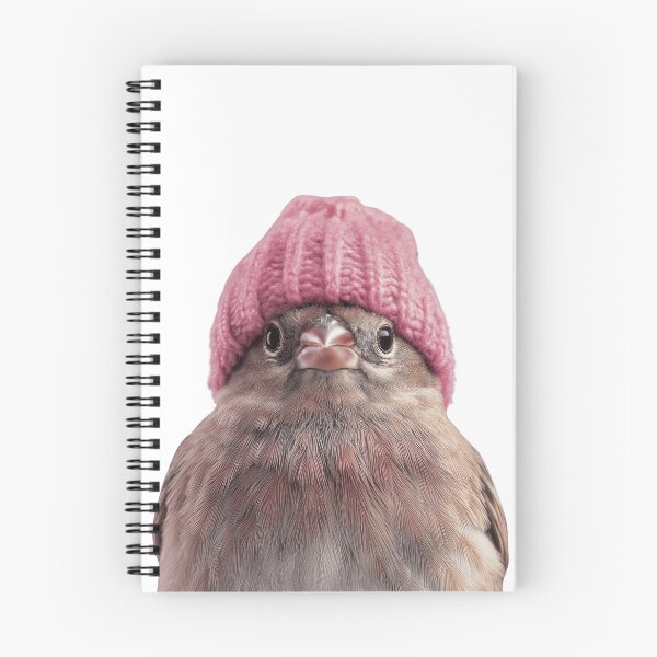 Item preview, Cozy House Finch Wearing Pink Winter Hat Trendy Animal Fashion Artwork designed and sold by LazyOwlStore.