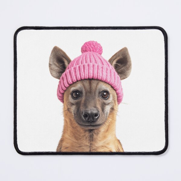 Item preview, Cozy Hyena Wearing Pink Winter Hat Trendy Animal Fashion Artwork designed and sold by LazyOwlStore.