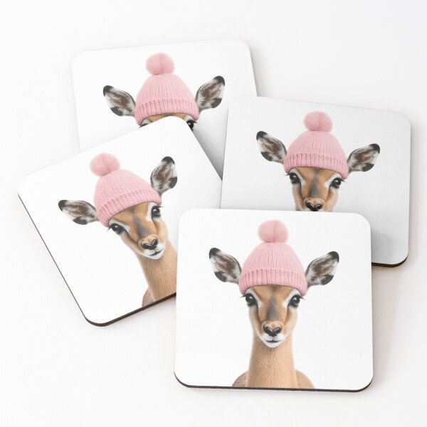 Item preview, Cozy Impala Wearing Pink Winter Hat Trendy Animal Fashion Artwork designed and sold by LazyOwlStore.