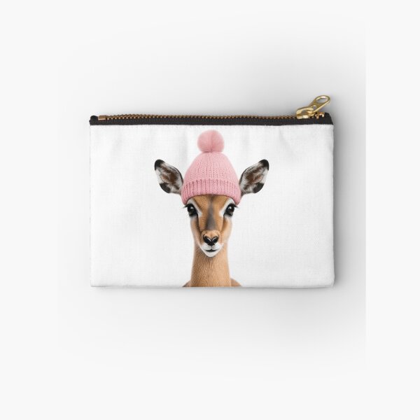 Item preview, Cozy Impala Wearing Pink Winter Hat Trendy Animal Fashion Artwork designed and sold by LazyOwlStore.