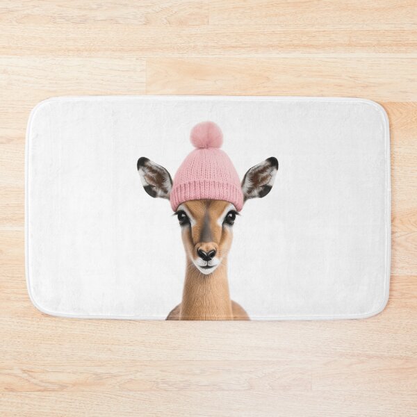 Item preview, Cozy Impala Wearing Pink Winter Hat Trendy Animal Fashion Artwork designed and sold by LazyOwlStore.