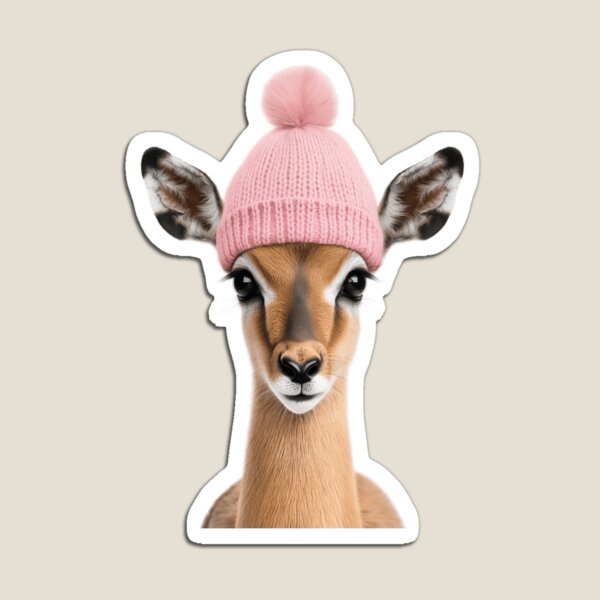 Item preview, Cozy Impala Wearing Pink Winter Hat Trendy Animal Fashion Artwork designed and sold by LazyOwlStore.