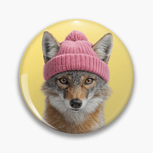 Item preview, Cozy Jackal Wearing Pink Winter Hat Trendy Animal Fashion Artwork designed and sold by LazyOwlStore.