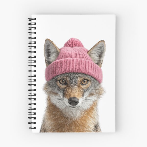 Item preview, Cozy Jackal Wearing Pink Winter Hat Trendy Animal Fashion Artwork designed and sold by LazyOwlStore.