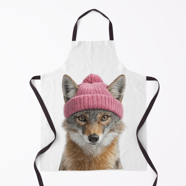 Item preview, Cozy Jackal Wearing Pink Winter Hat Trendy Animal Fashion Artwork designed and sold by LazyOwlStore.