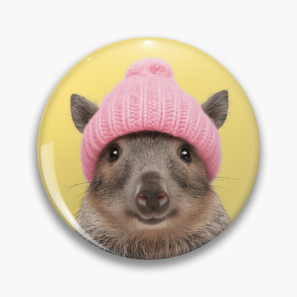 Item preview, Cozy Javelina Wearing Pink Winter Hat Trendy Animal Fashion Artwork designed and sold by LazyOwlStore.