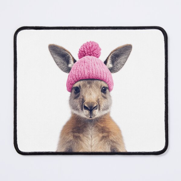 Item preview, Cozy Kangaroo Wearing Pink Winter Hat Trendy Animal Fashion Artwork designed and sold by LazyOwlStore.