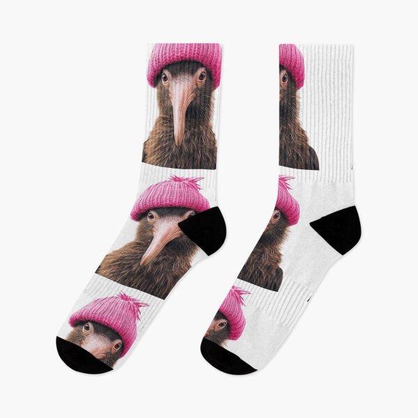 Item preview, Cozy Kiwi bird Wearing Pink Winter Hat Trendy Animal Fashion Artwork designed and sold by LazyOwlStore.